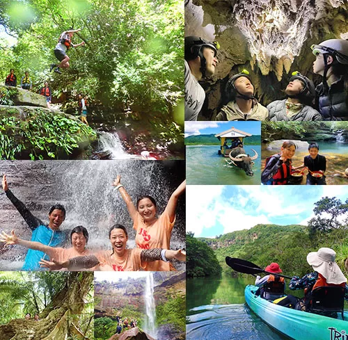 西表島　貸切ツアー　マングローブカヌーでピナイサーラの滝へ　家族でジャングル探検